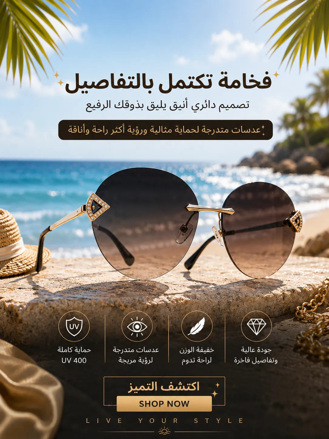 Premium Fashion Sunglasses - UV400 Protection - SG-003