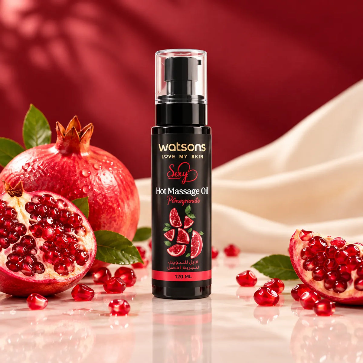 Watsons Sexy Hot Massage Oil – Pomegranate, 120 ml