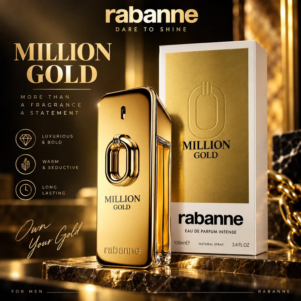 Rabanne Million Gold for Men – Eau de Parfum Intense 100ml